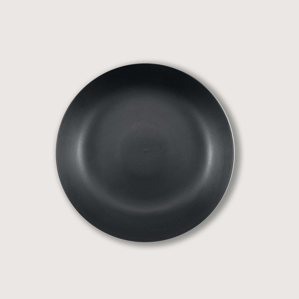 Matte Black Ceramic Footed Bowl, ideal for home decorations and fruit display, featuring a clean finish and hand-finished design.
