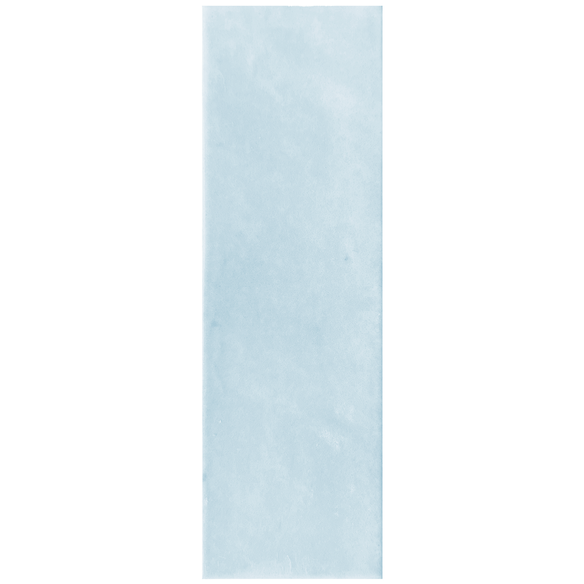 Candy 2x6" porcelain tile in a soft blue color, featuring a glossy, textured surface ideal for elegant spaces.