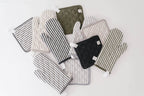 Keepsake Quilted Linen Oven Mitt + Potholder Set Pewter
