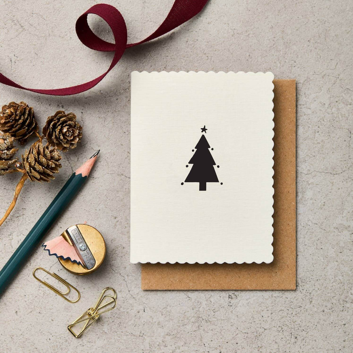 Xmas Motif Tree Christmas Card