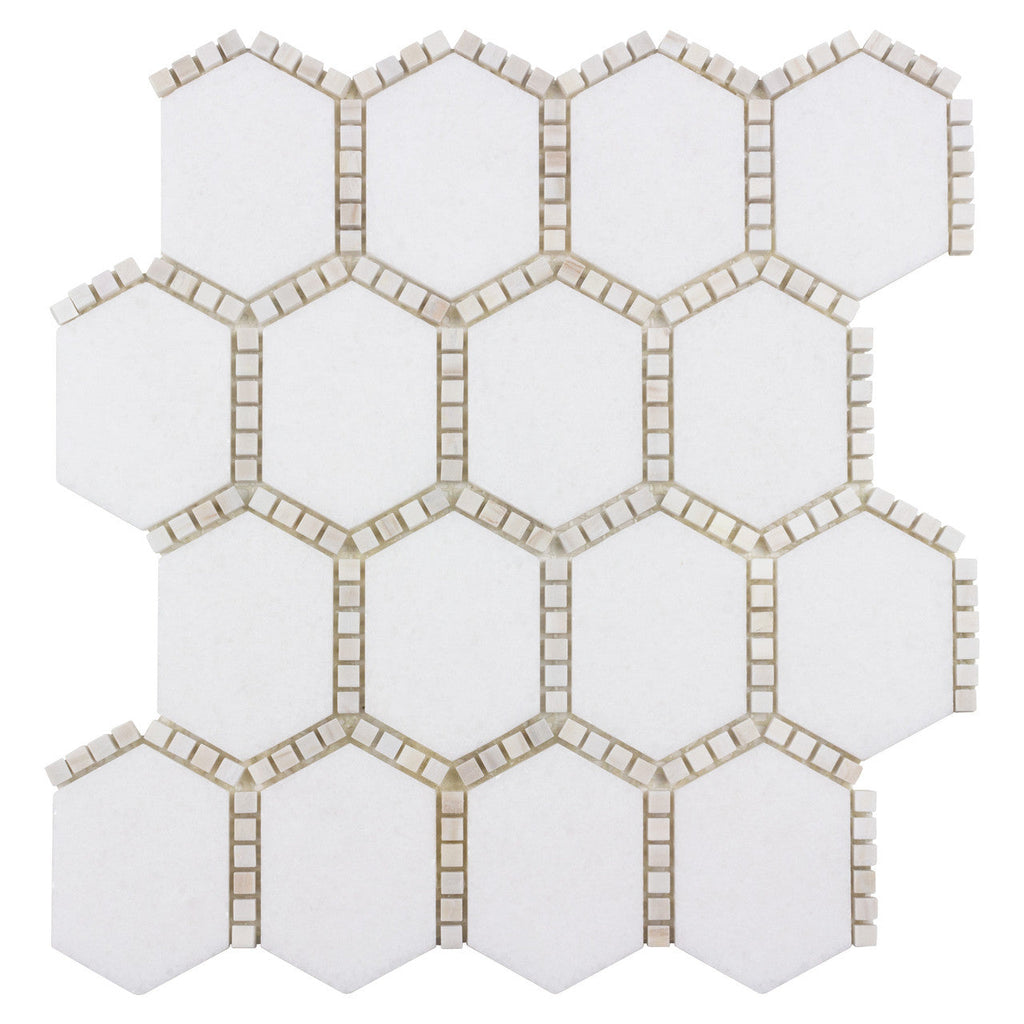 Jeweled Hex mosaic, pale beige