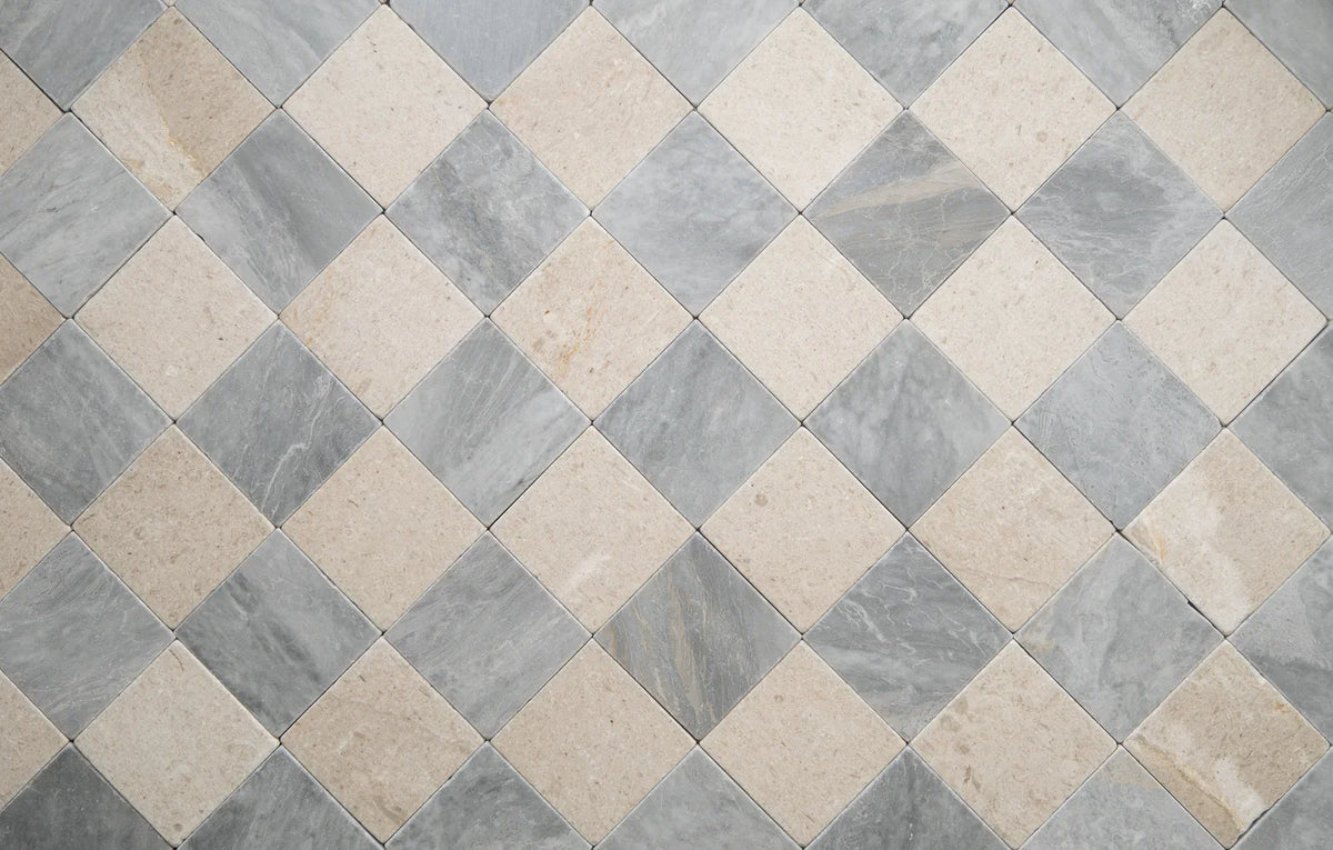 Bardiglio 4"x4" Tumbled Marble Tile