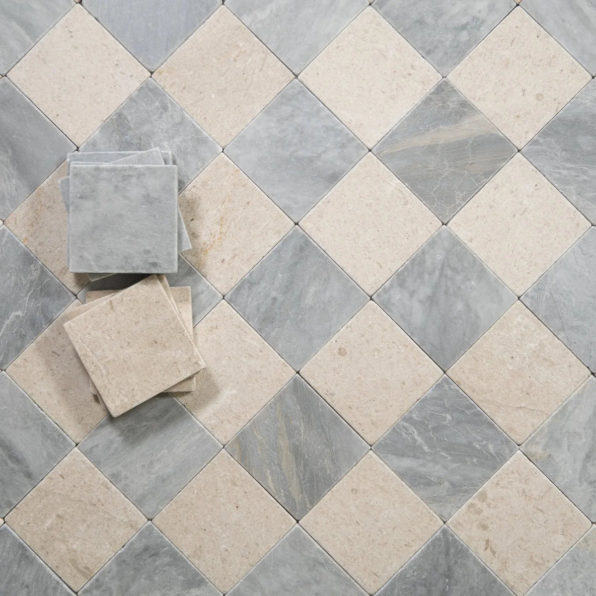Bardiglio 4"x4" Tumbled Marble Tile