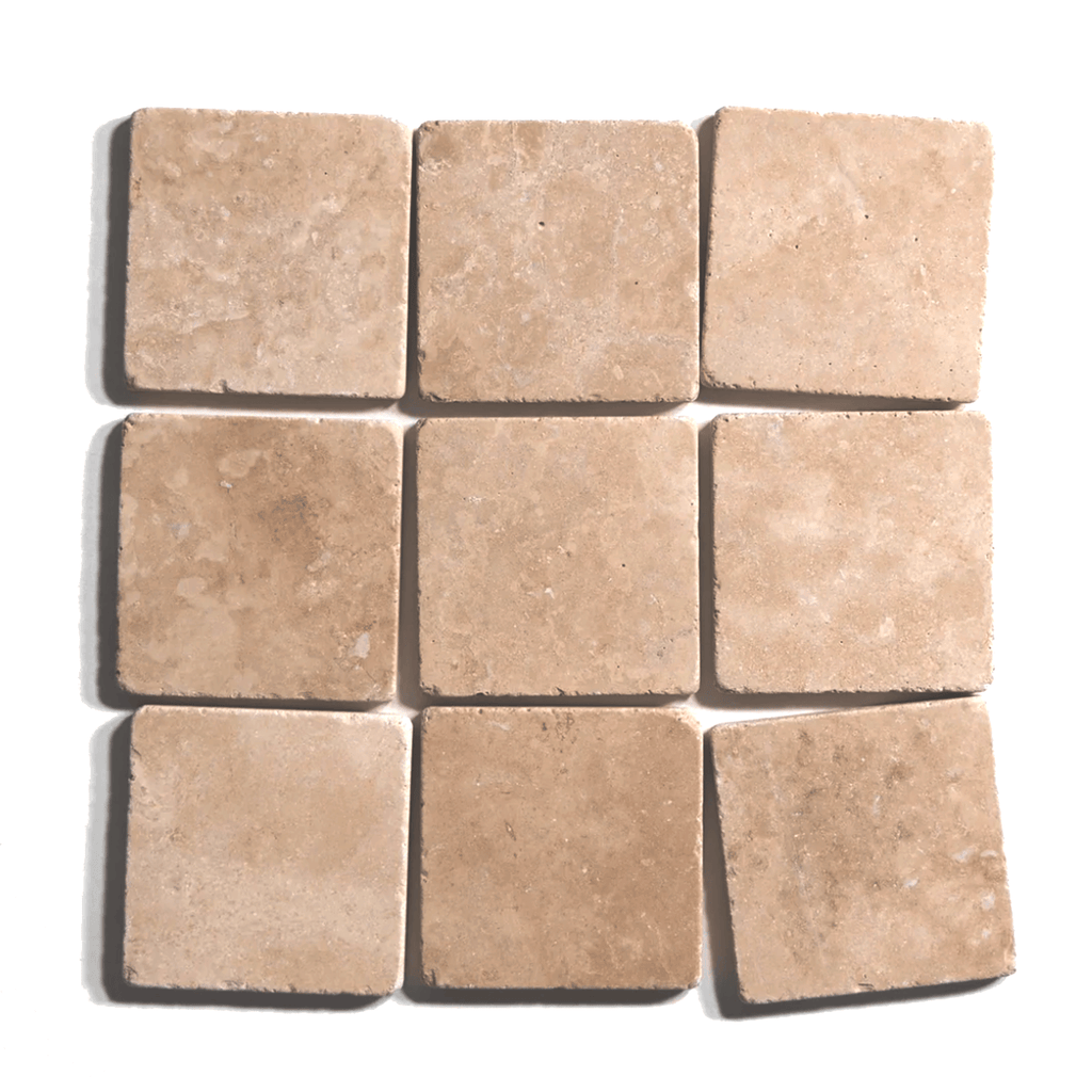Durango travertine tile, warm beige, 4x4 inch