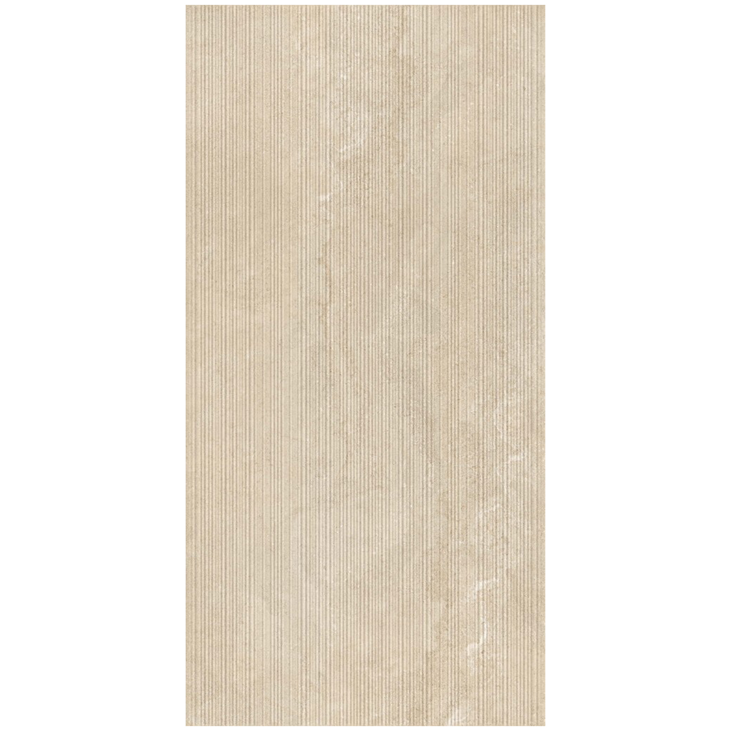 Piemme Limestone Ribbed Deco porcelain tile, limestone-look, ribbed, 24x48 inch