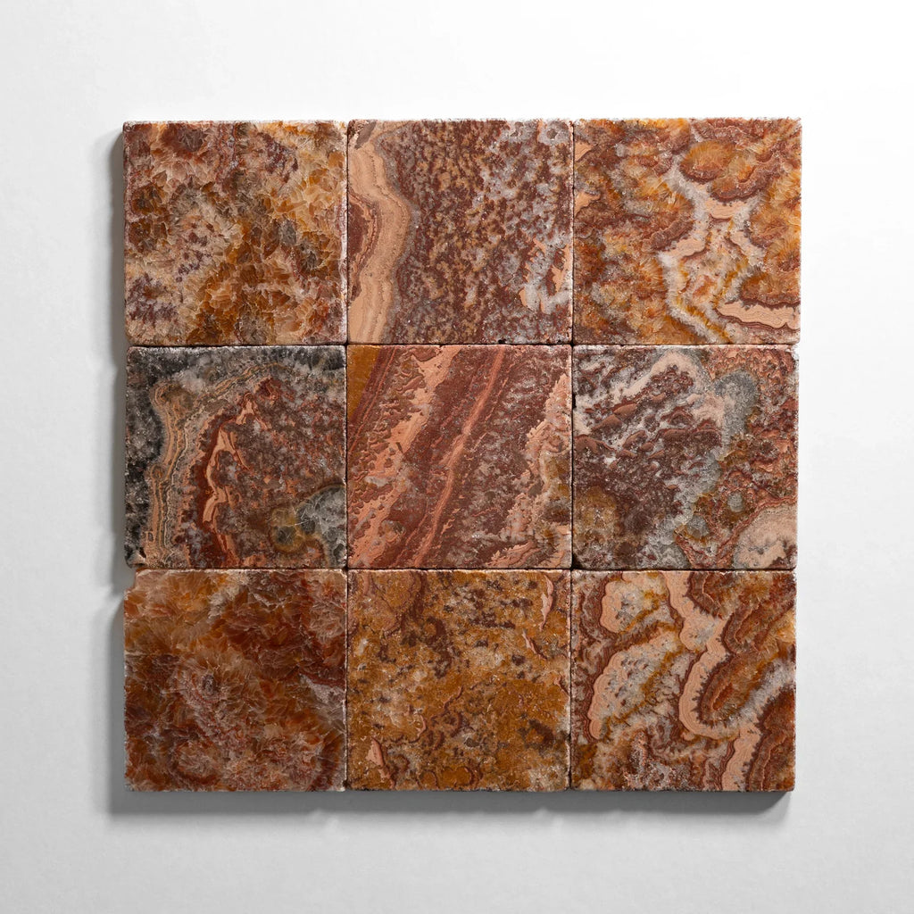 Red Onyx tile, deep red, 4x4 inch