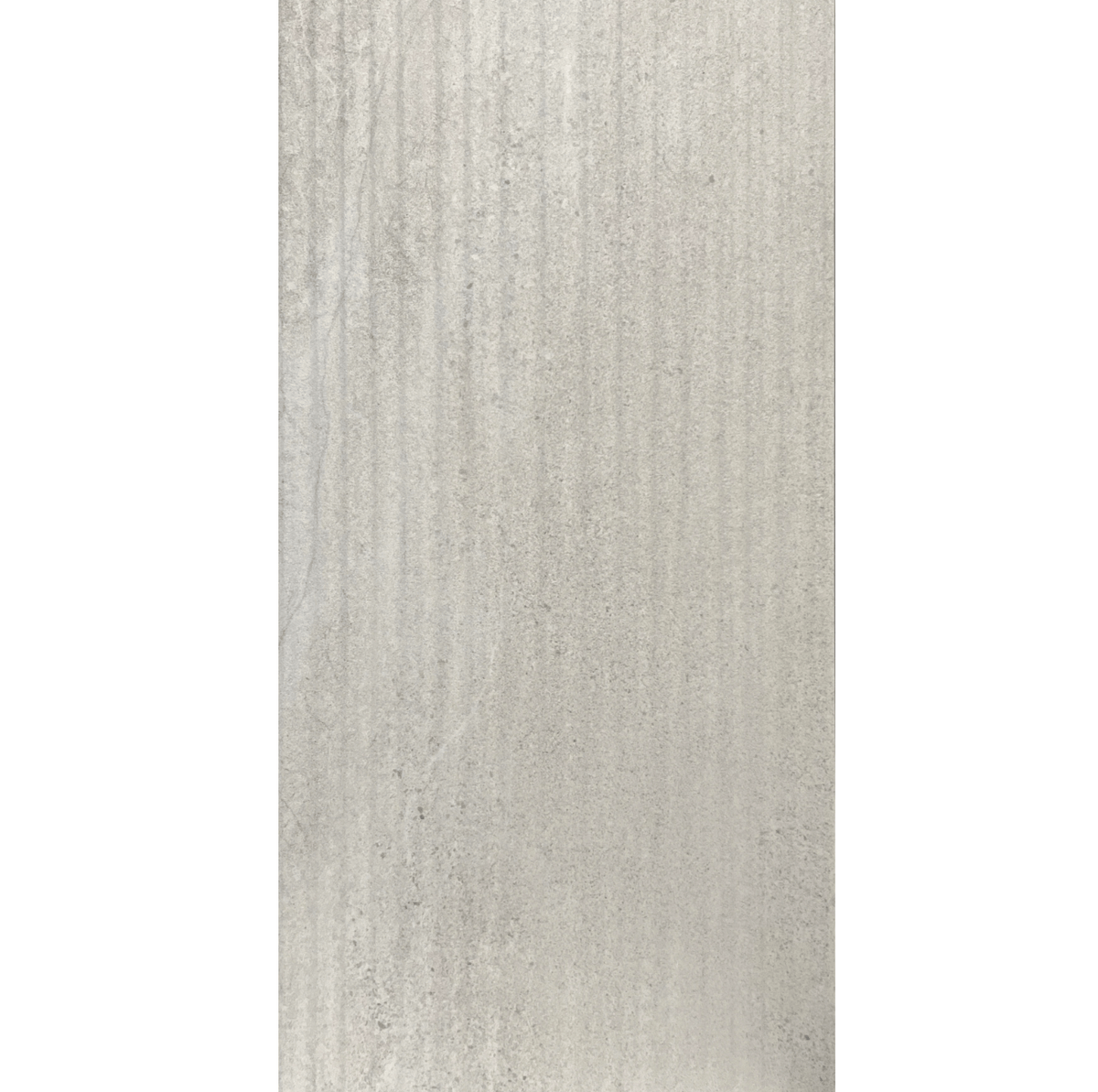 Novabell Snow Grooved porcelain tile, white stone-look, grooved texture, 12x24 inch