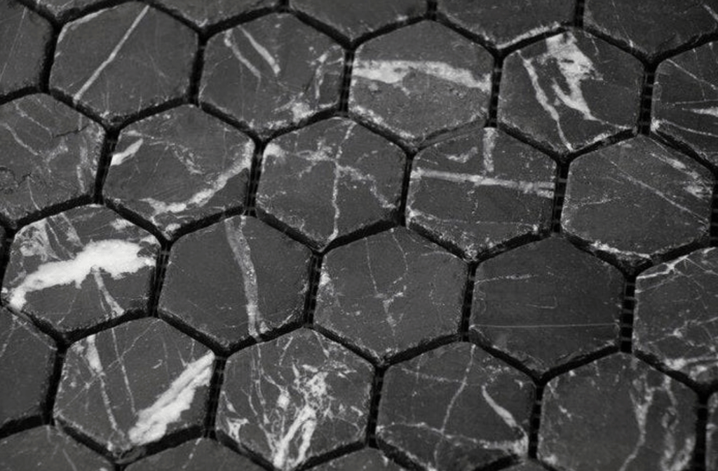 Nero St. Gabriel Hexagon Tumbled Marble Tile