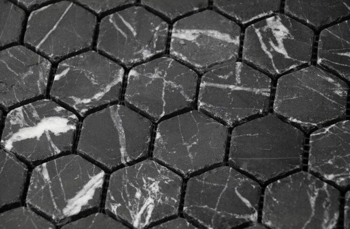 Nero St. Gabriel Hexagon Tumbled Marble Tile