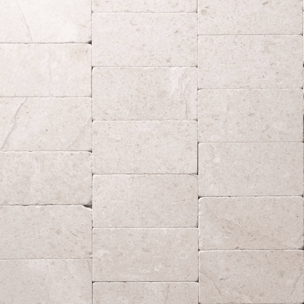 Sierra Limestone tile, warm beige, 3x6 inch
