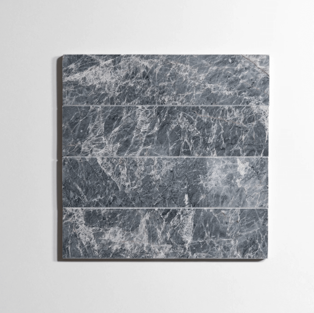 Riviera Gray marble tile, cool gray, 3x12 inch