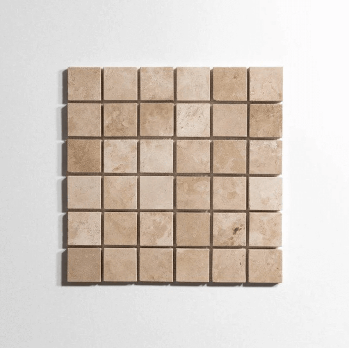 Durango travertine tile, mosaic, warm beige, 2x2 inch