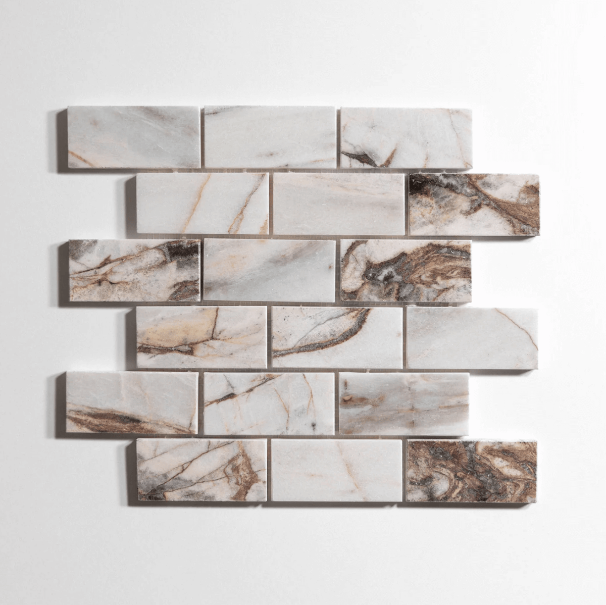 Rosewood marble tile, brick shape, reddish-brown, 2x4 inch