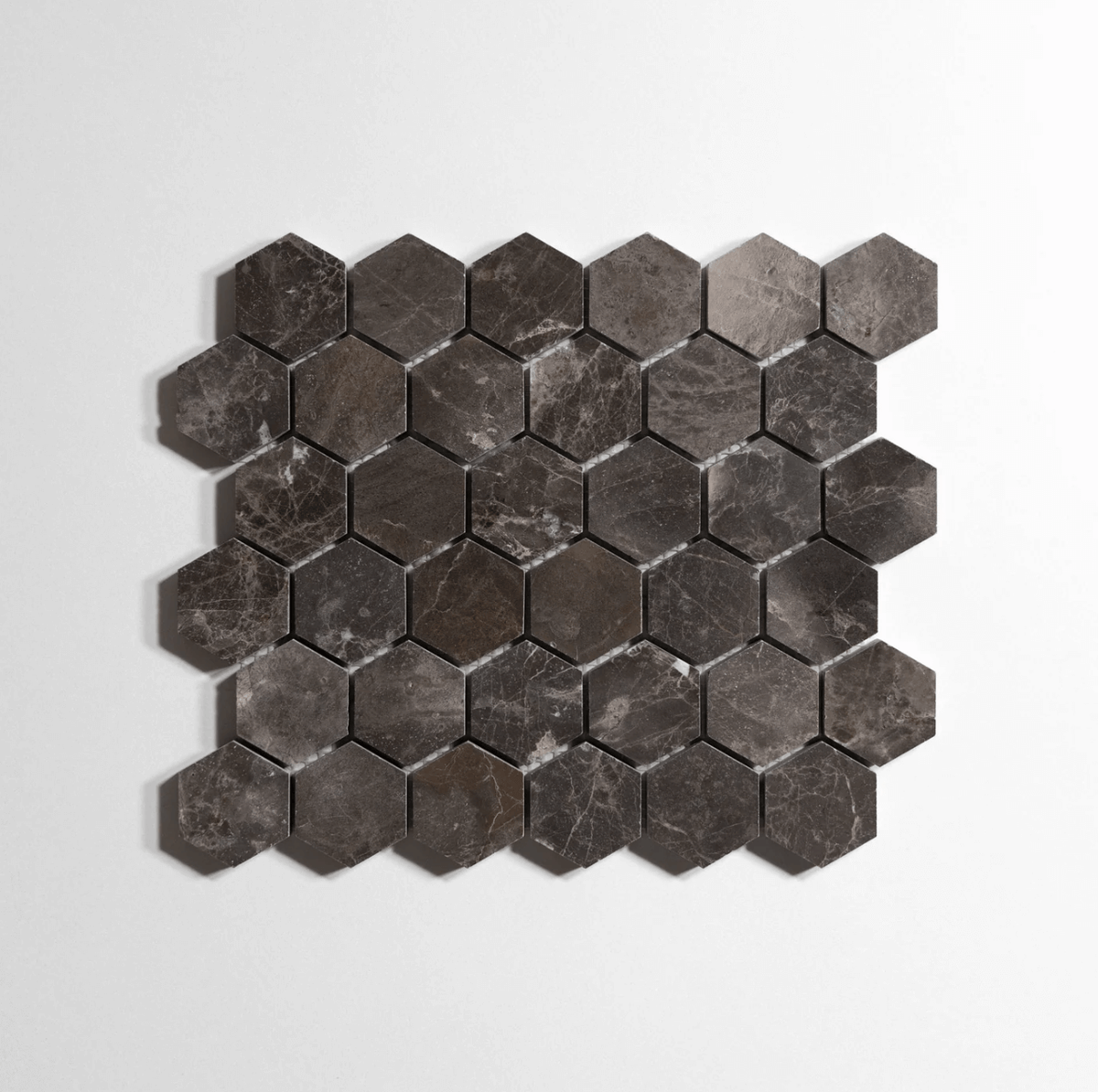 New St. Laurent marble tile, hexagon shape, white and gray