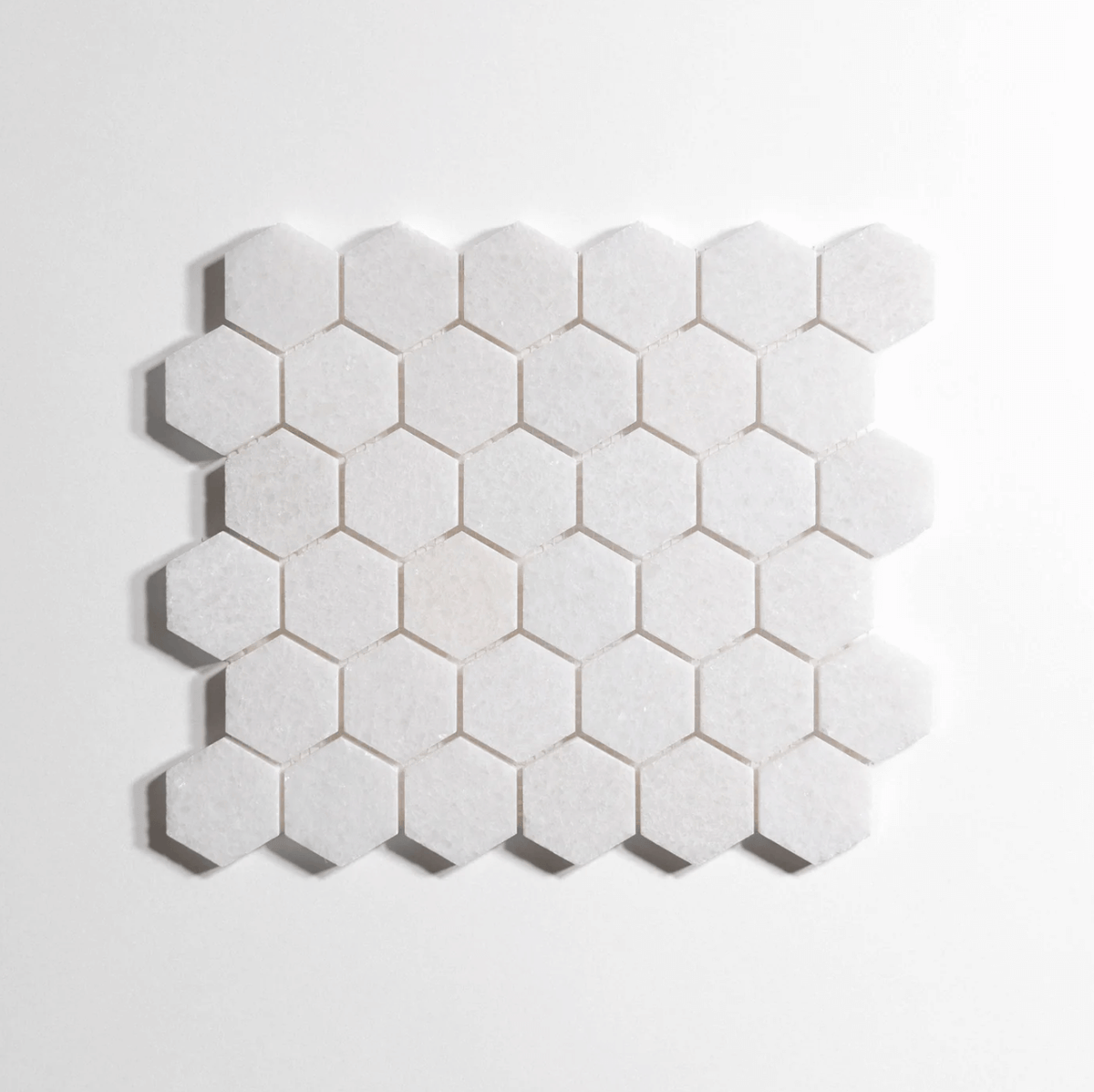 Crystal White marble tile, hexagon shape, bright white