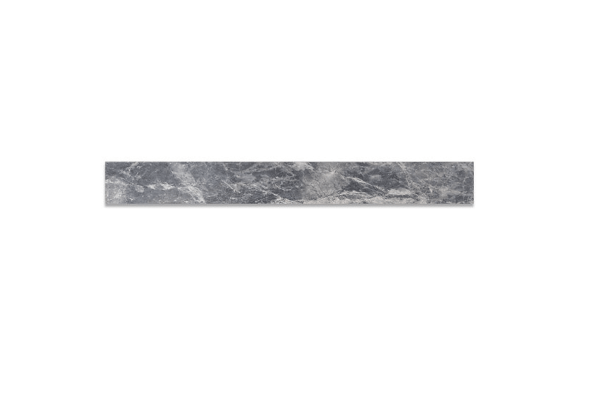 Riviera Gray marble tile, curb piece, cool gray, 6x50 inch