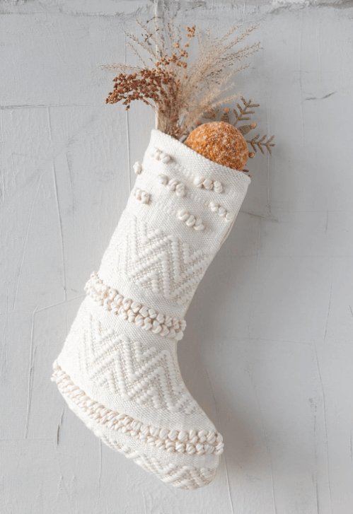 Woven Cotton Blend Christmas Stocking