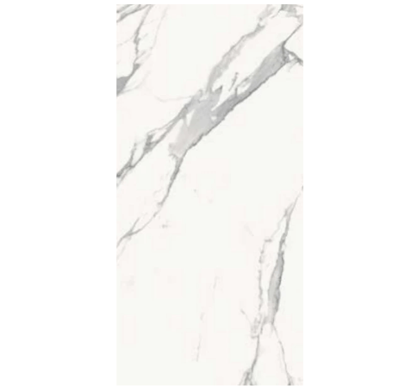 Vallelunga Statuario porcelain tile, white with soft veining, 24x48 inch