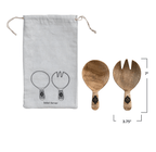 Mango Wood Salad Servers w/ Bamboo Wrapped Handles, Set of 2