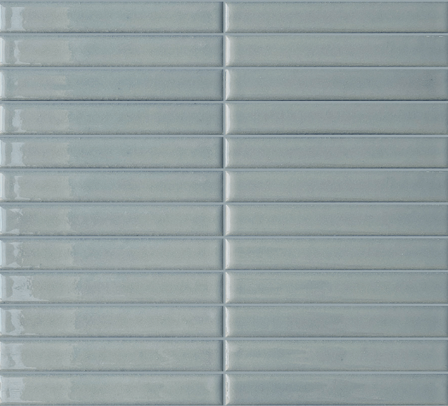 Stick Ceramic Tile Collection in subtle blue, 11"x12" size, ideal for versatile wall and floor coverings.