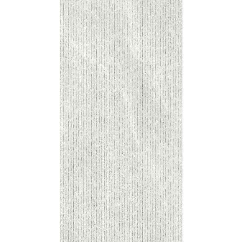 Bergstone 24x48 deco porcelain tile in a light gray textured design, perfect for modern interior decor.