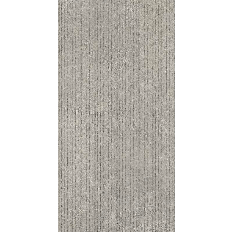 Bergstone 24x48 Deco Porcelain Tile in a textured gray finish, perfect for modern design and interior flooring.