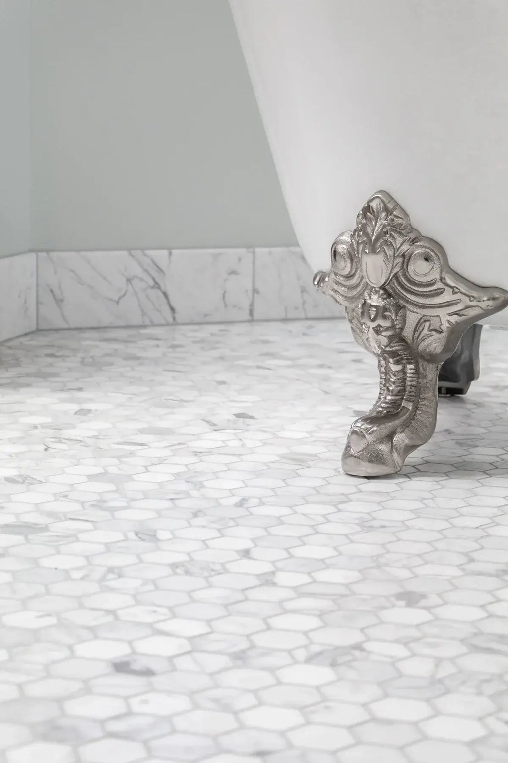 Statuary Honed Hexagon Mosaic Marble Tile