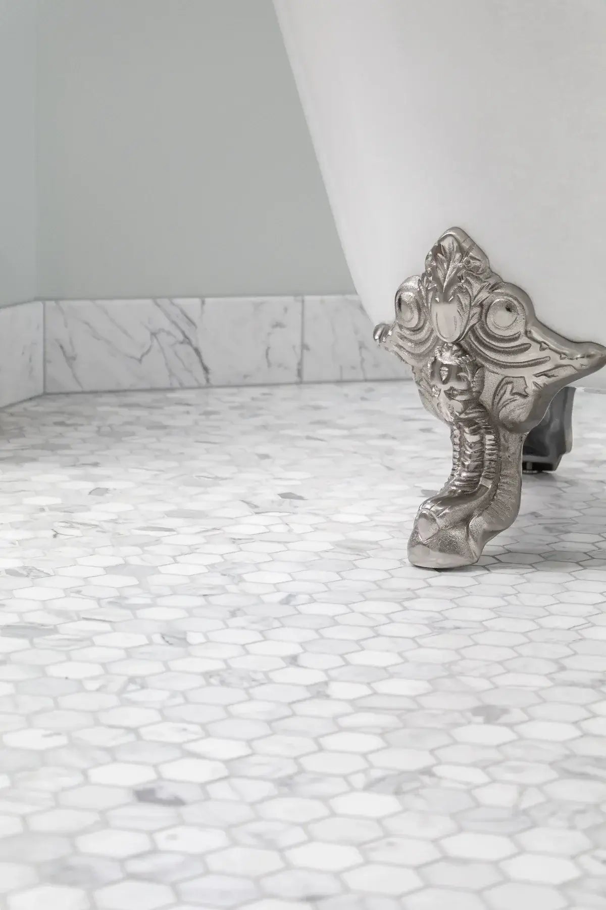 Statuary Honed Hexagon Mosaic Marble Tile