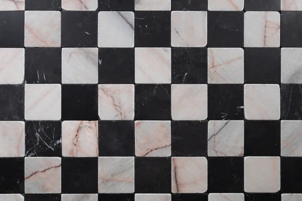 Rosewood & Nero St. Gabriel 4"x4" Checkered Tumbled Marble