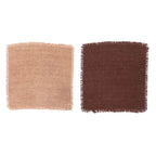 Stonewashed Linen Napkins w/ Fringe, Putty & Aubergine Color, Set of 4