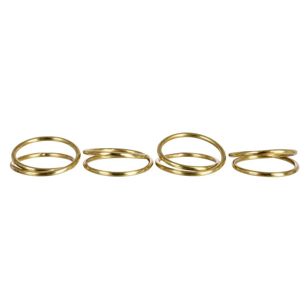 Brass Napkin Rings on Leather Tie, Set of 4