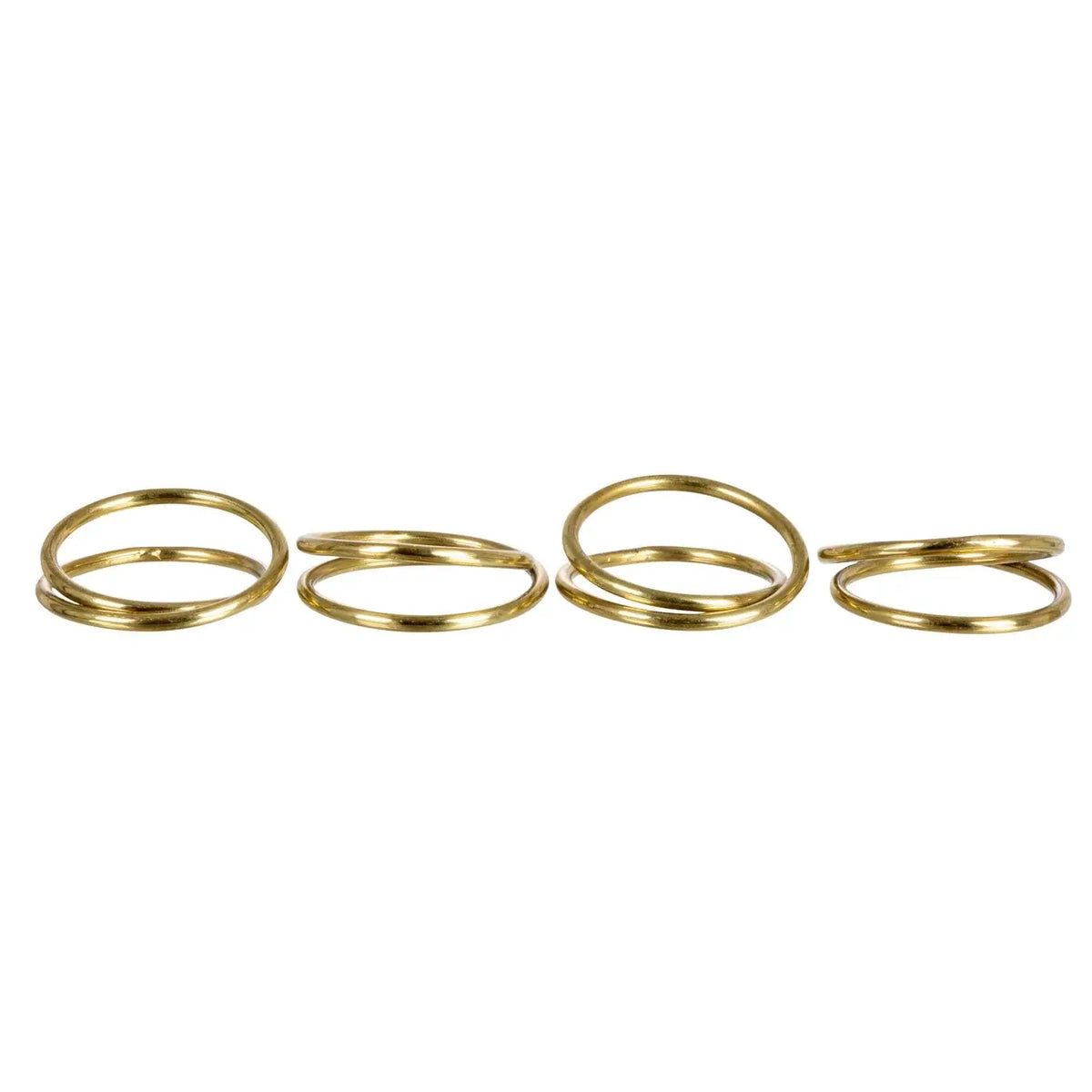 Brass Napkin Rings on Leather Tie, Set of 4