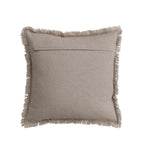 18" Square Woven Cotton Pillow w/ Chambray Back & Fringe, Natural