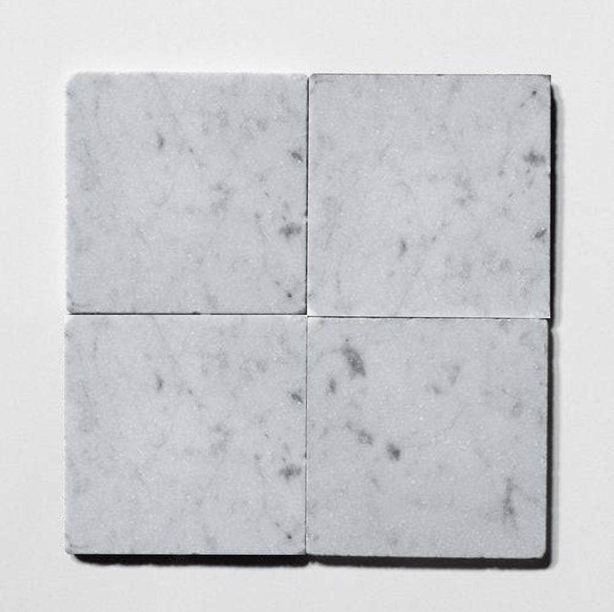 Venatino Carrara marble tile, white with soft gray veining, 6x6 inch