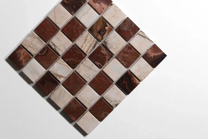 Red Onyx & Rosewood 2"x2" Checkered