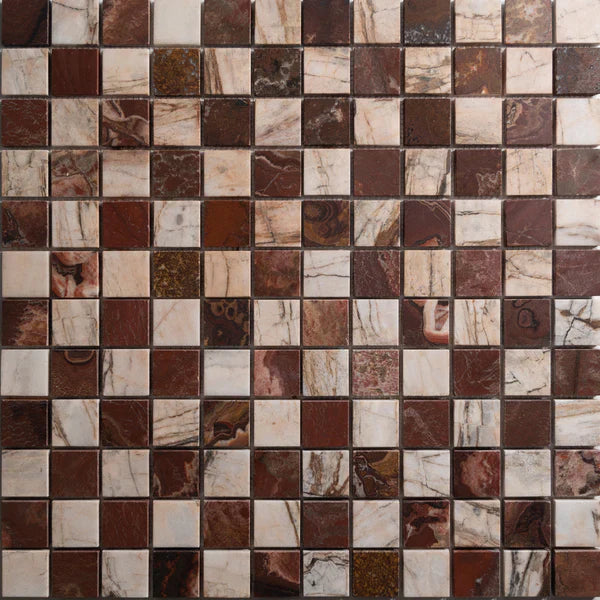 Red Onyx & Rosewood 2"x2" Checkered