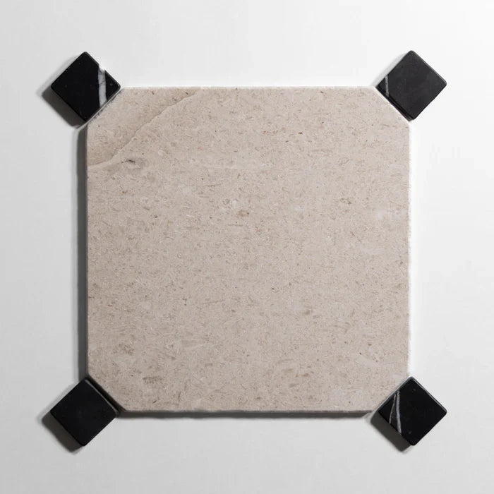 Sierra Limestone tile, octagon shape, warm beige, 12 inch