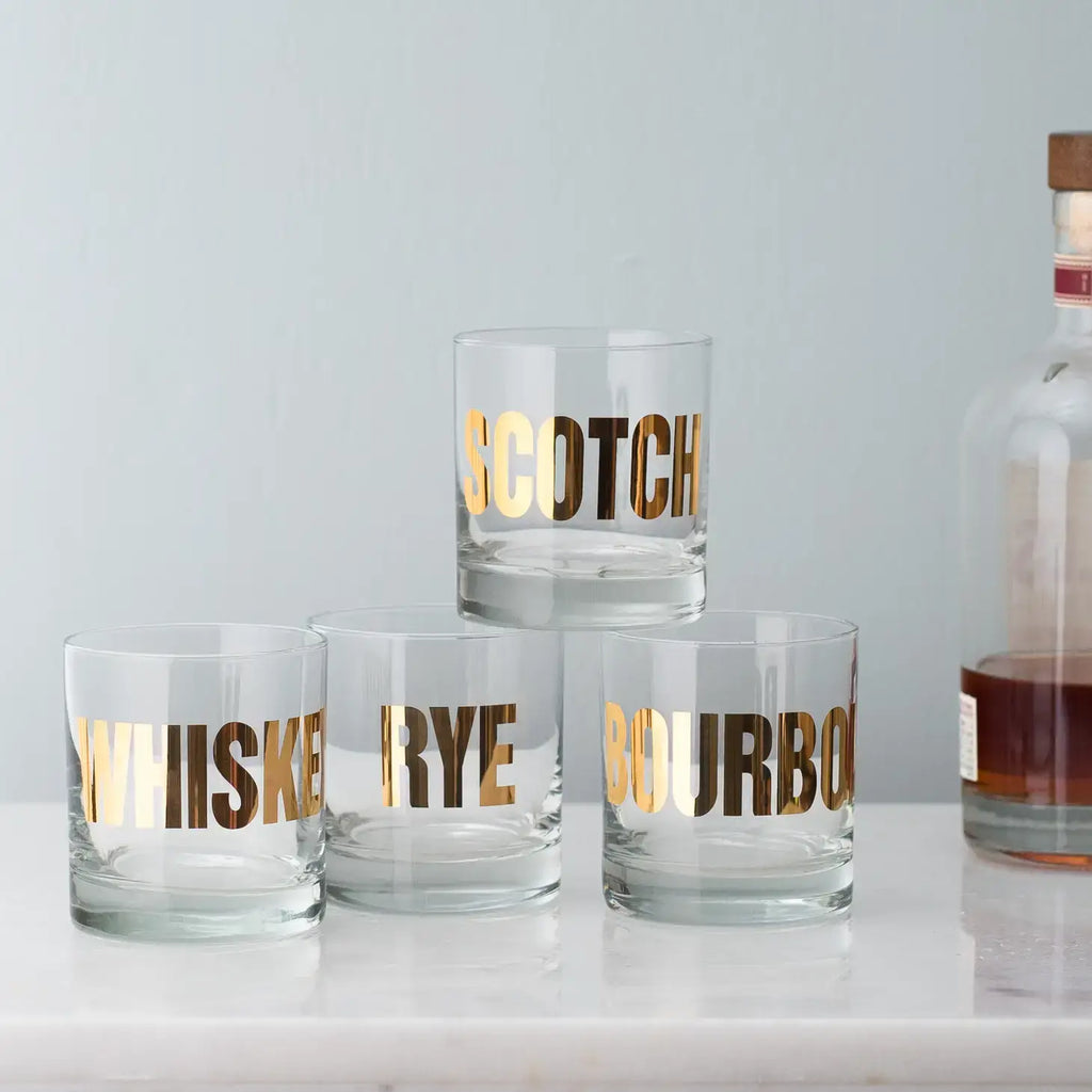 Scotch and Whisky Glasses with 20K Gold Mixology Rocks