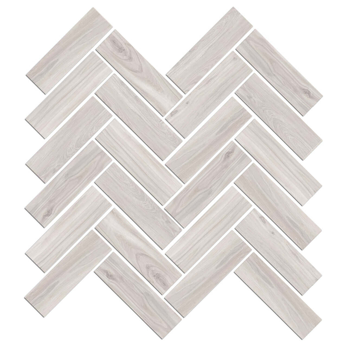 Mood Wood mosaic, herringbone pattern, glazed wood-look, 12x15 inch